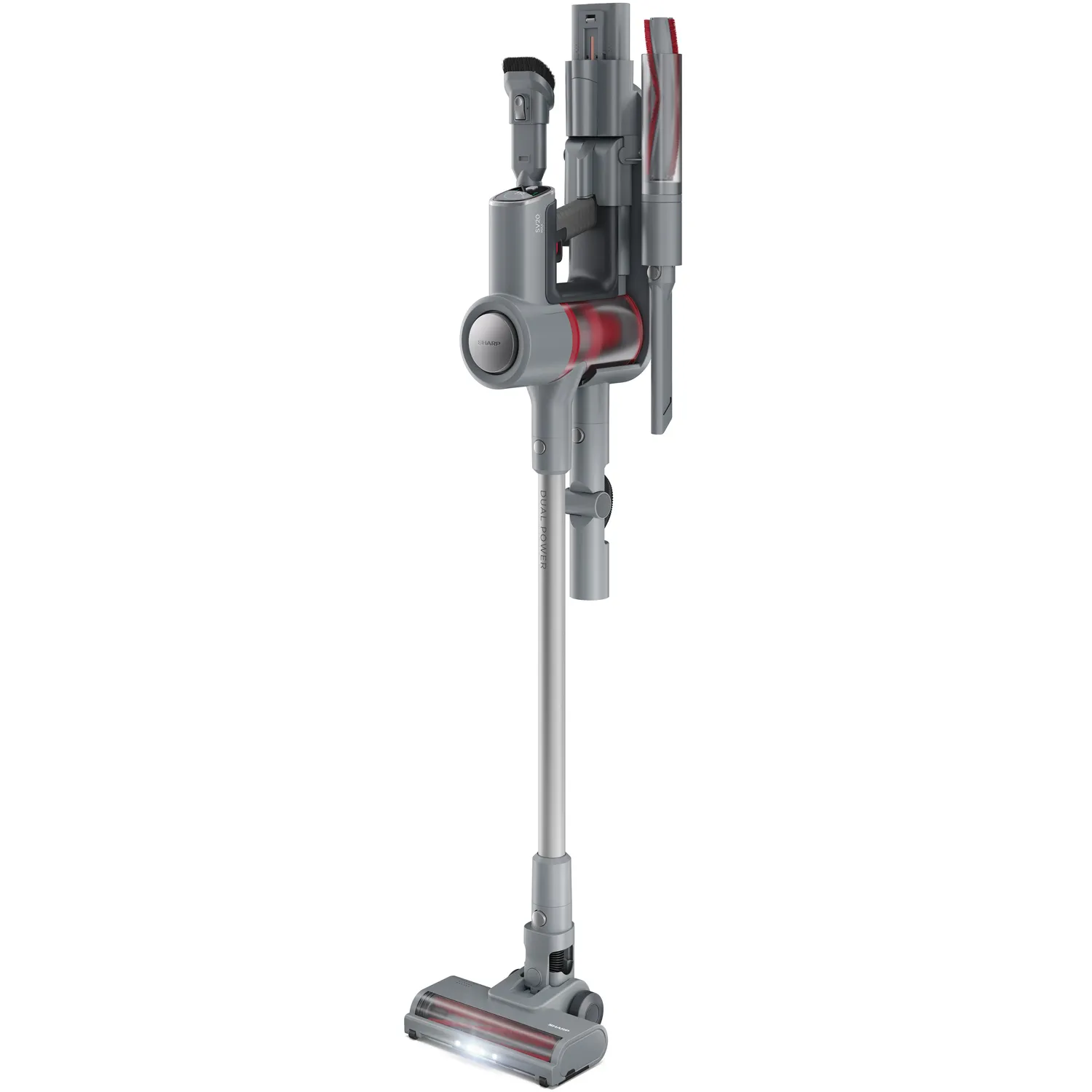Sharp Duo Power Max 250W - skaftdammsugare, silver, 2st batterier