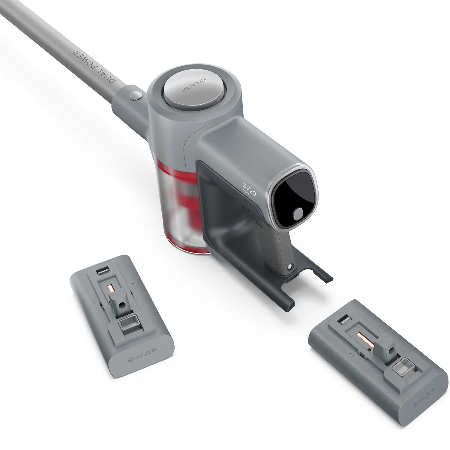 Sharp Duo Power Max 250W - skaftdammsugare, silver, 2st batterier