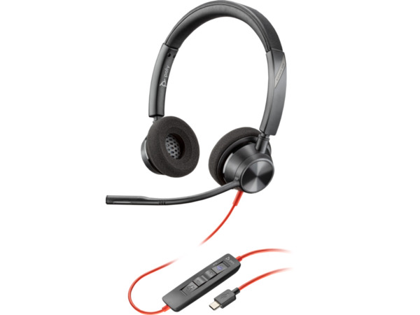 HP Poly Blackwire 3320 -kuulokemikrofoni + USB-C/USB-A-sovitin, musta