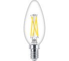 Philips Filament LED Candle Bulb 2.5W (25W) E14 340lm Dimmable Warm White B35 Clear IP65