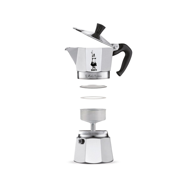 Bialetti Moka Express Moka Pot, 1 Cup, Aluminium, Black