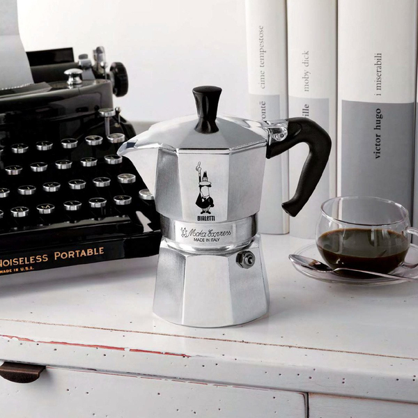 Bialetti Moka Express Moka Pot, 1 Cup, Aluminium, Black