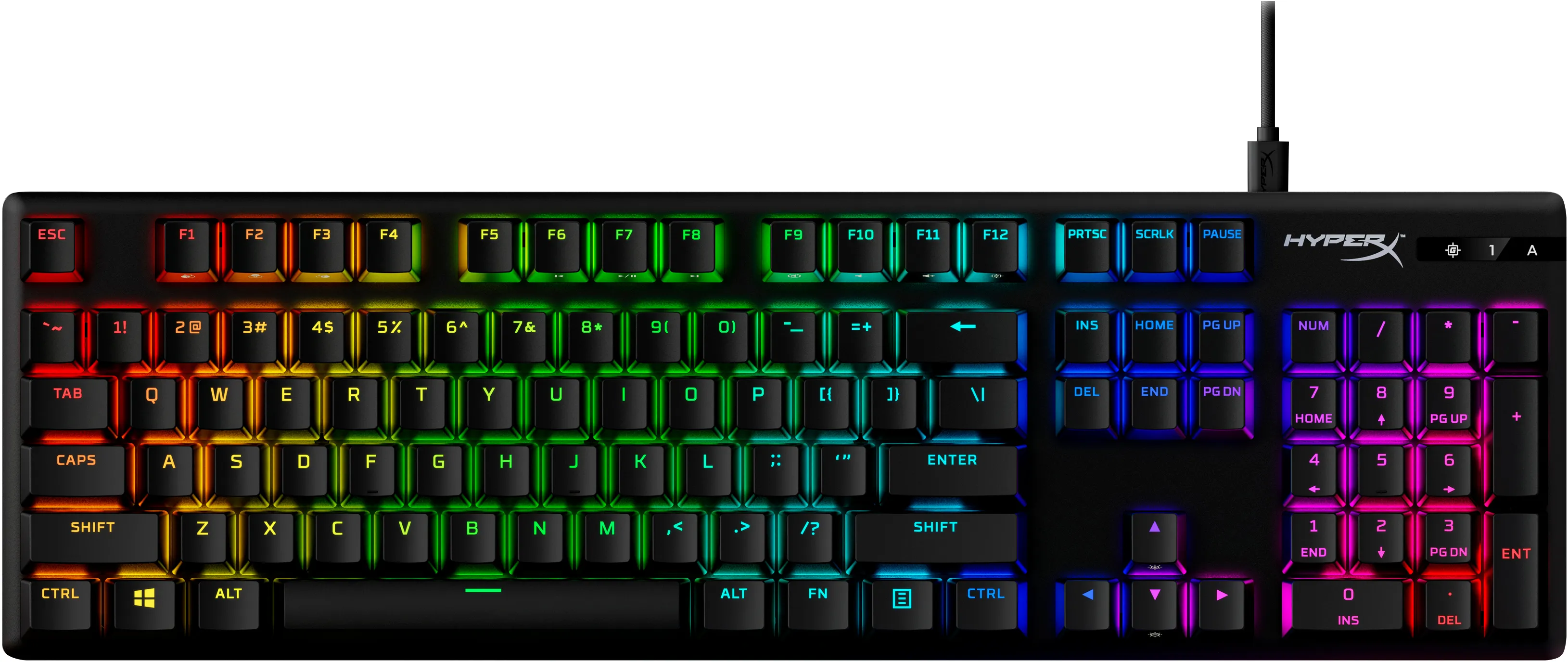 HyperX Alloy Origins PBT Red -pelin&auml;pp&auml;imist&ouml;, Musta