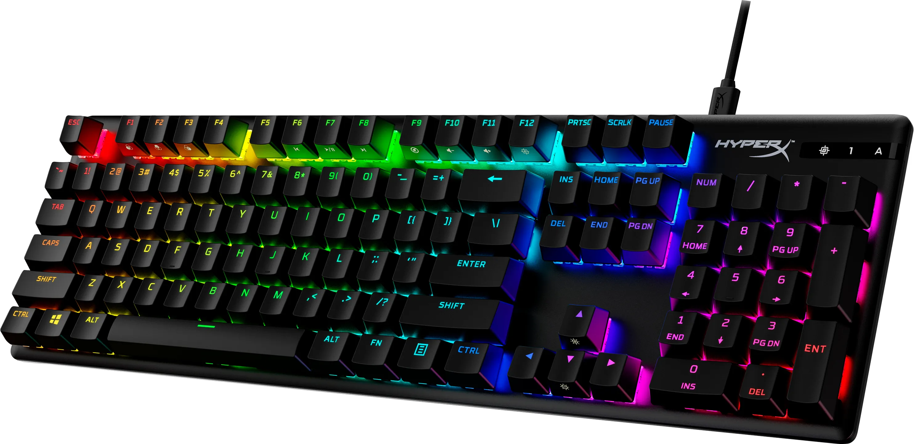 HyperX Alloy Origins PBT Red -pelin&auml;pp&auml;imist&ouml;, Musta