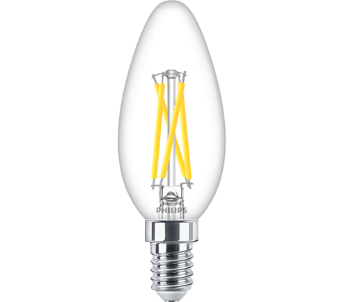 Philips Filament LED-kronljuslampa 2,5W (25W) E14 340lm Dimbar Varmvit B35 Klar IP65