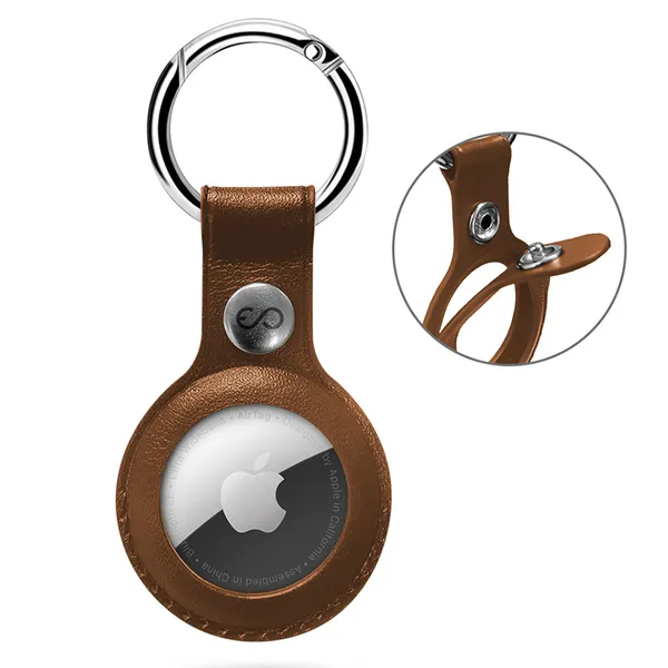 Epico Leather Case, AirTag - nyckelring, Brun