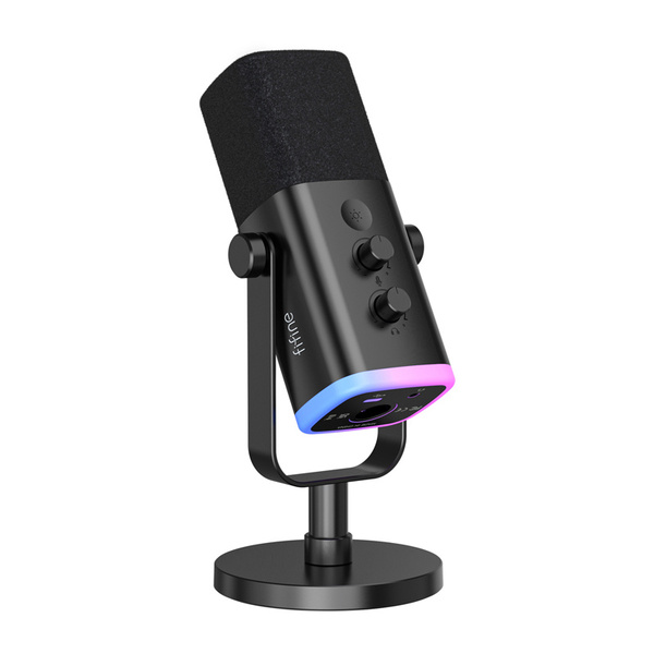FIFINE AmpliGame AM8, USB-C ja XLR, dynaaminen -mikrofoni, musta