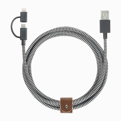 Native Union Belt Twin Head Lightning - USB cable, 2m, Zebra