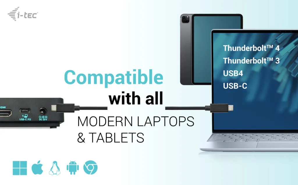 I-Tec USB-C triple dock 2xDP 1xHDMI 4xUSB-A 2xUSB-C GLAN 100W PD -telakointiasema
