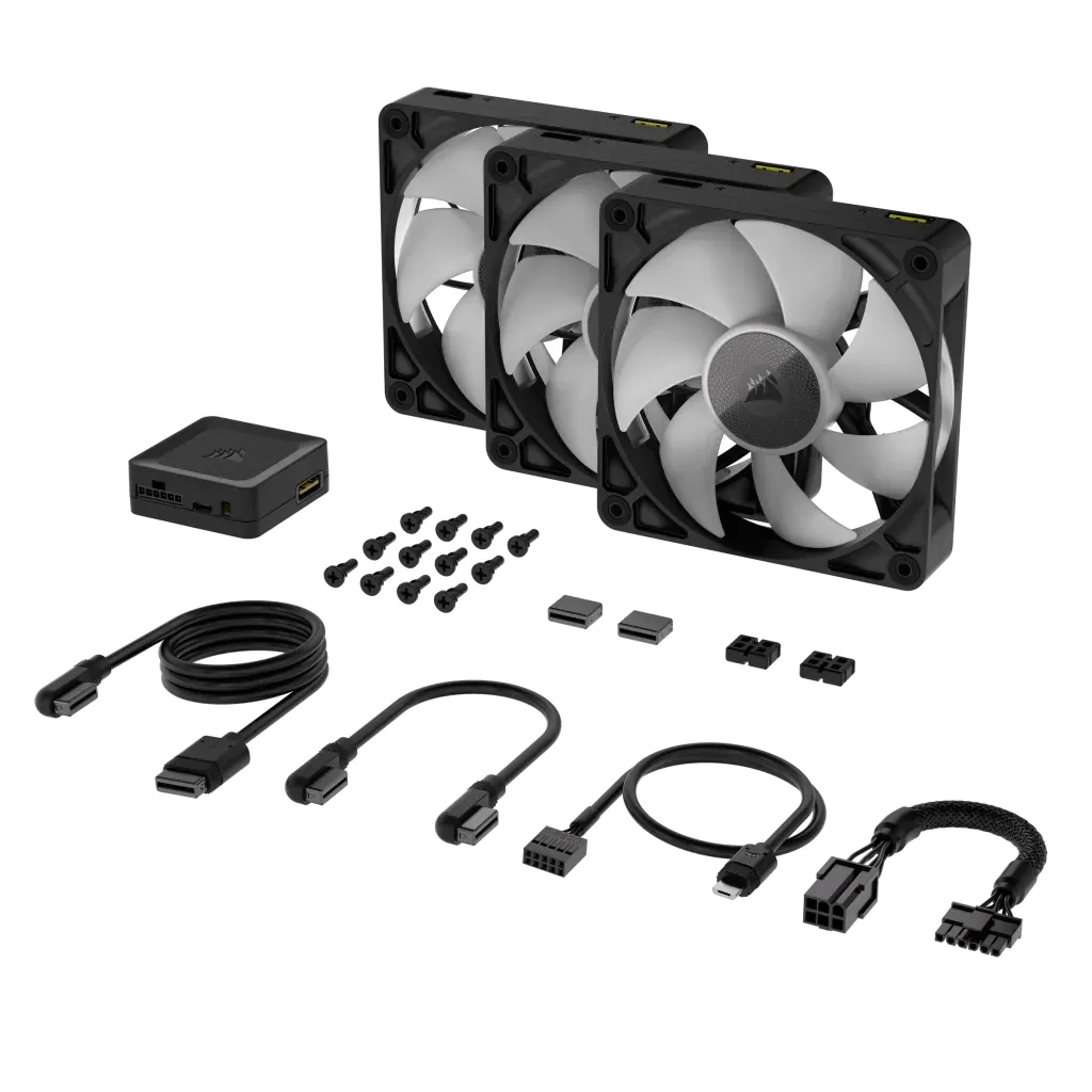 CORSAIR iCUE LINK RX120 -case fan, black, 120mm, PWM, 3 pack