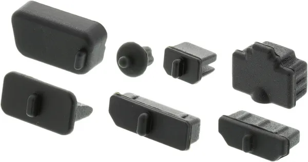 DELTACO dammskydd f&ouml;r olika anslutningar, 10-pack, svart