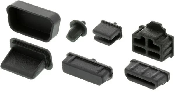 DELTACO dammskydd f&ouml;r olika anslutningar, 10-pack, svart