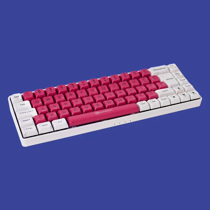 Gamiac TKL69G Kailh Red - speltangentbord, Vit/Röd
