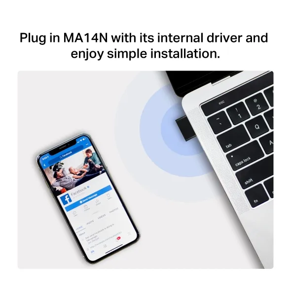 Mercusys MA14N AX300 Nano - Wireless USB Adapter, Black, Metallic