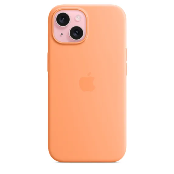 Apple iPhone 15, MagSafe - silicone case, Orange Sorbet