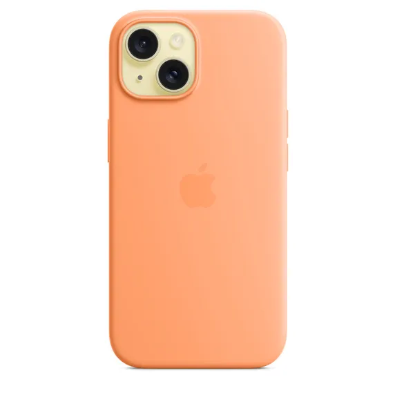 Apple iPhone 15, MagSafe - silicone case, Orange Sorbet