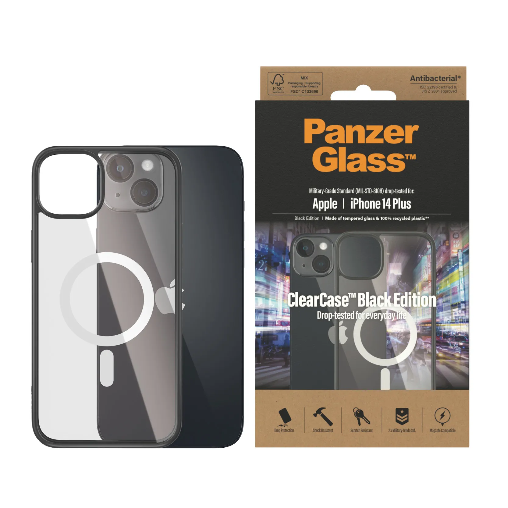 PanzerGlass iPhone 14 Plus ClearCase MagSafe, Black Transparent