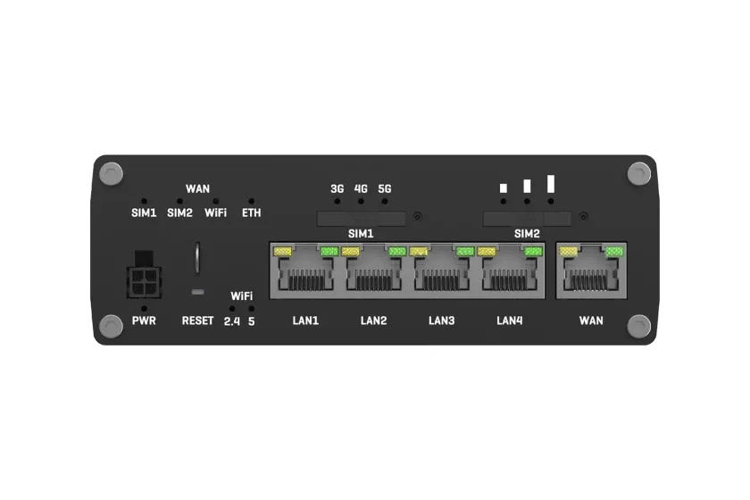 Teltonika RUTM50A00600 5G -reititin, Wi-Fi 5, Dual-band, teollinen, musta