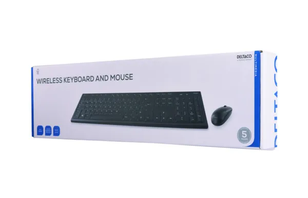 Deltaco TB-114 - wireless keyboard and mouse, black