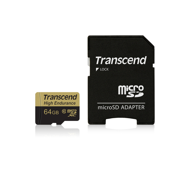 Transcend High Endurance 64 Gt MicroSDXC -muistikortti + SD-adapteri