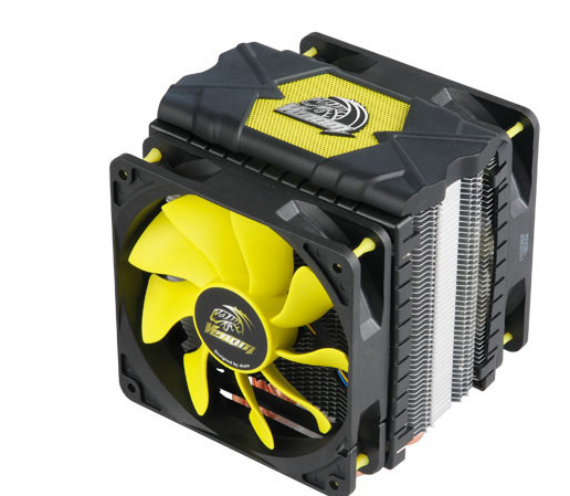 AKASA VENOM VOODOO CPU-kylare f&ouml;r Intel/AMD, gul/svart