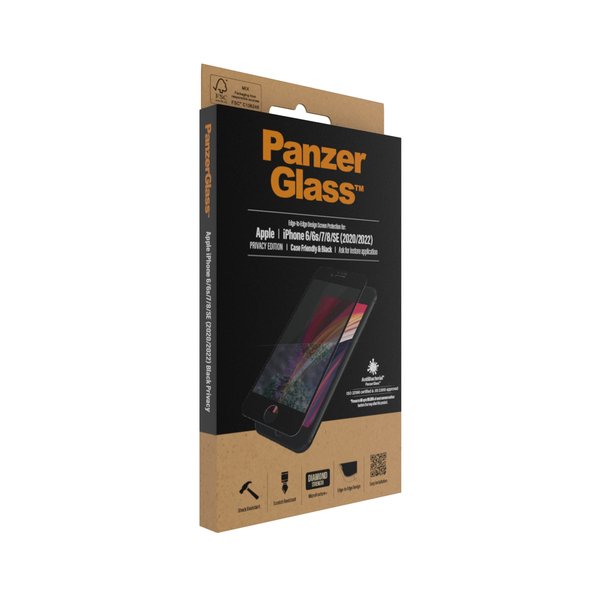 PanzerGlass Case Friendly, Privacy, iPhone 6/7/8/SE - Screen Glass