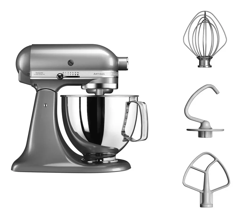 KitchenAid 5KSM125ECU Artisan Stand Mixer, 300 Watt, 4.7 Liter, Silver