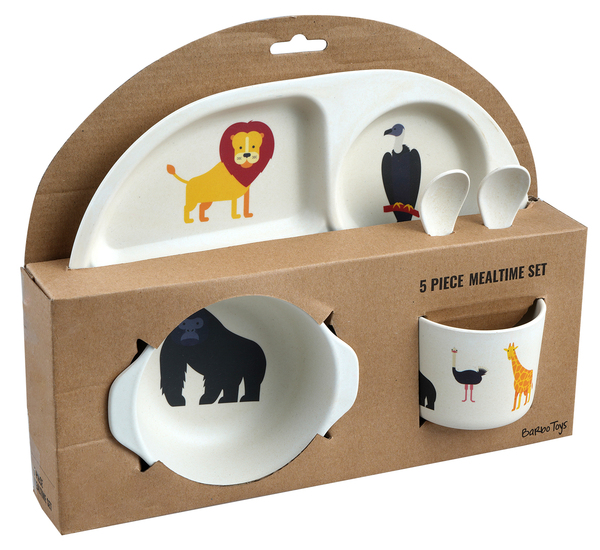 Safari Animals 100% Melamine 5 pcs package (4 room plate, bowl, tumbler, 2 spoons)