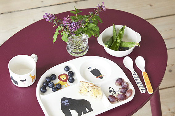 Safari Animals 100% Melamine 5 pcs package (4 room plate, bowl, tumbler, 2 spoons)