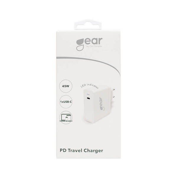 GEAR Laturi 220V 1xUSB-C PD 45W Valkoinen