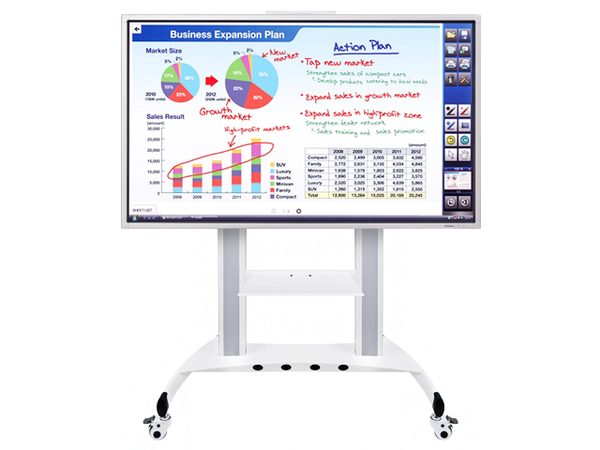 Multibrackets M Public Floorstand HD - Teline tuotteelle LCD nestekiden&auml;ytt&ouml; / plasma TV - alumiini - valkoinen -n&auml;yt&ouml;n koko: 60"-90" - lattialla seisova