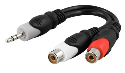Deltaco  3.5mm – 2 x RCA - adapter, Black, Grey, Red