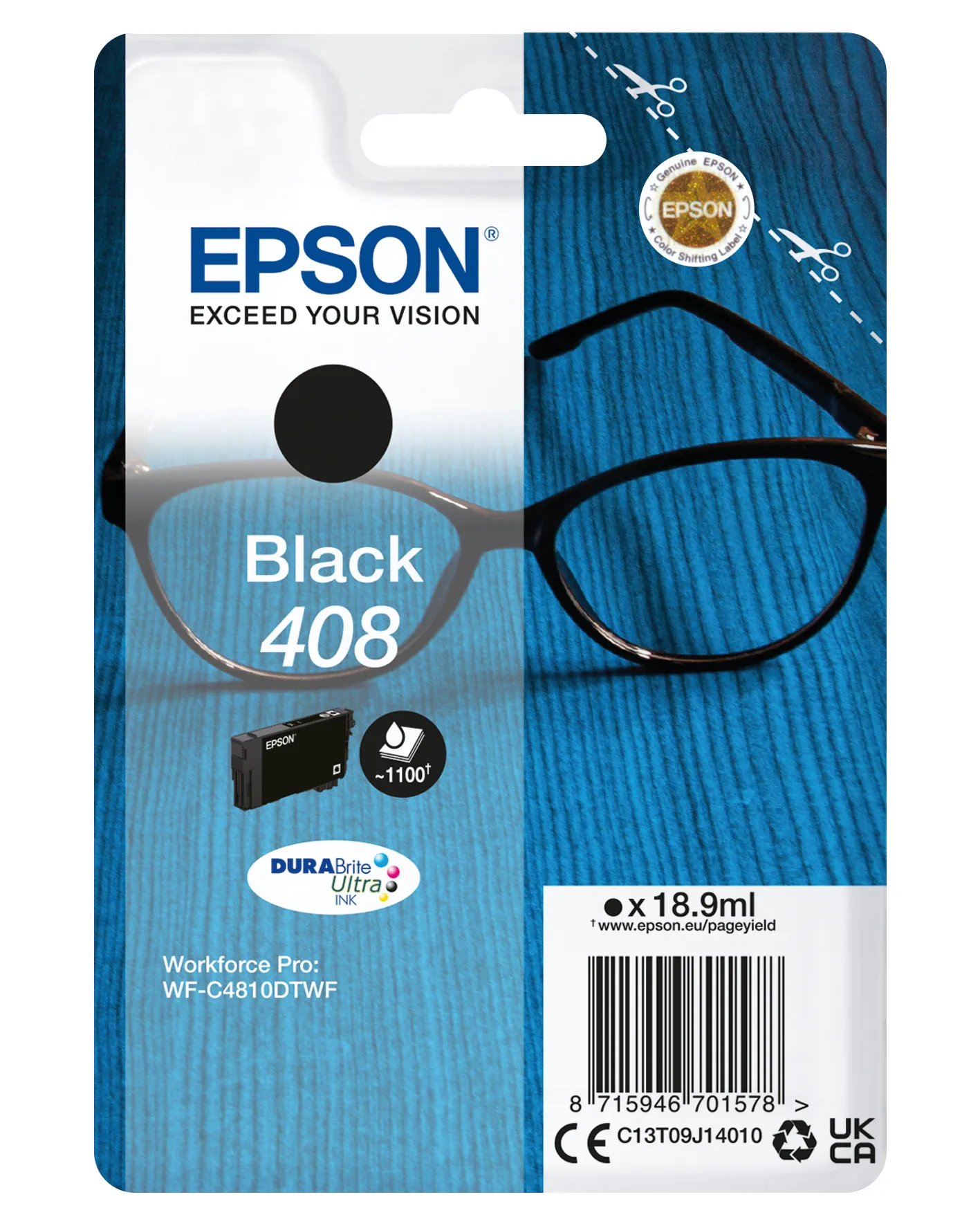 Epson 408 bl&auml;ckpatron, 18.9 ml, svart