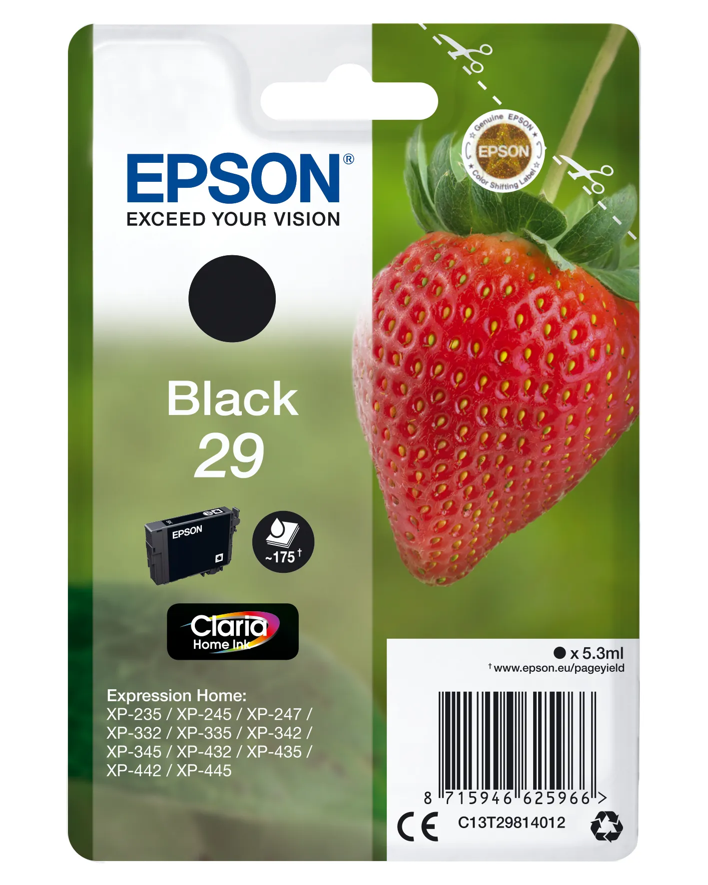 Epson 29 bl&auml;ckpatron, 5.3 ml, svart
