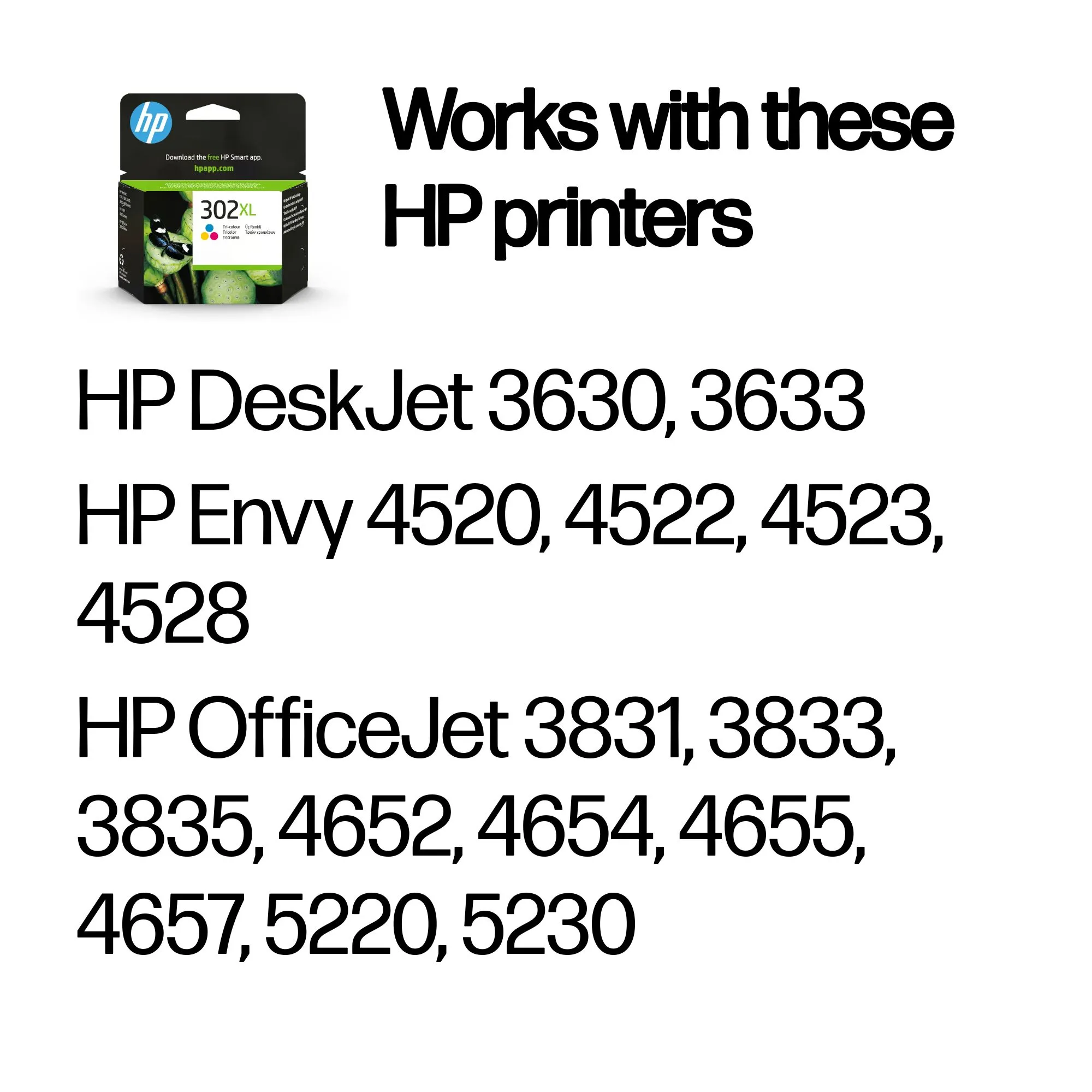 HP 302XL ink cartridge, 8 ml, Tri-color