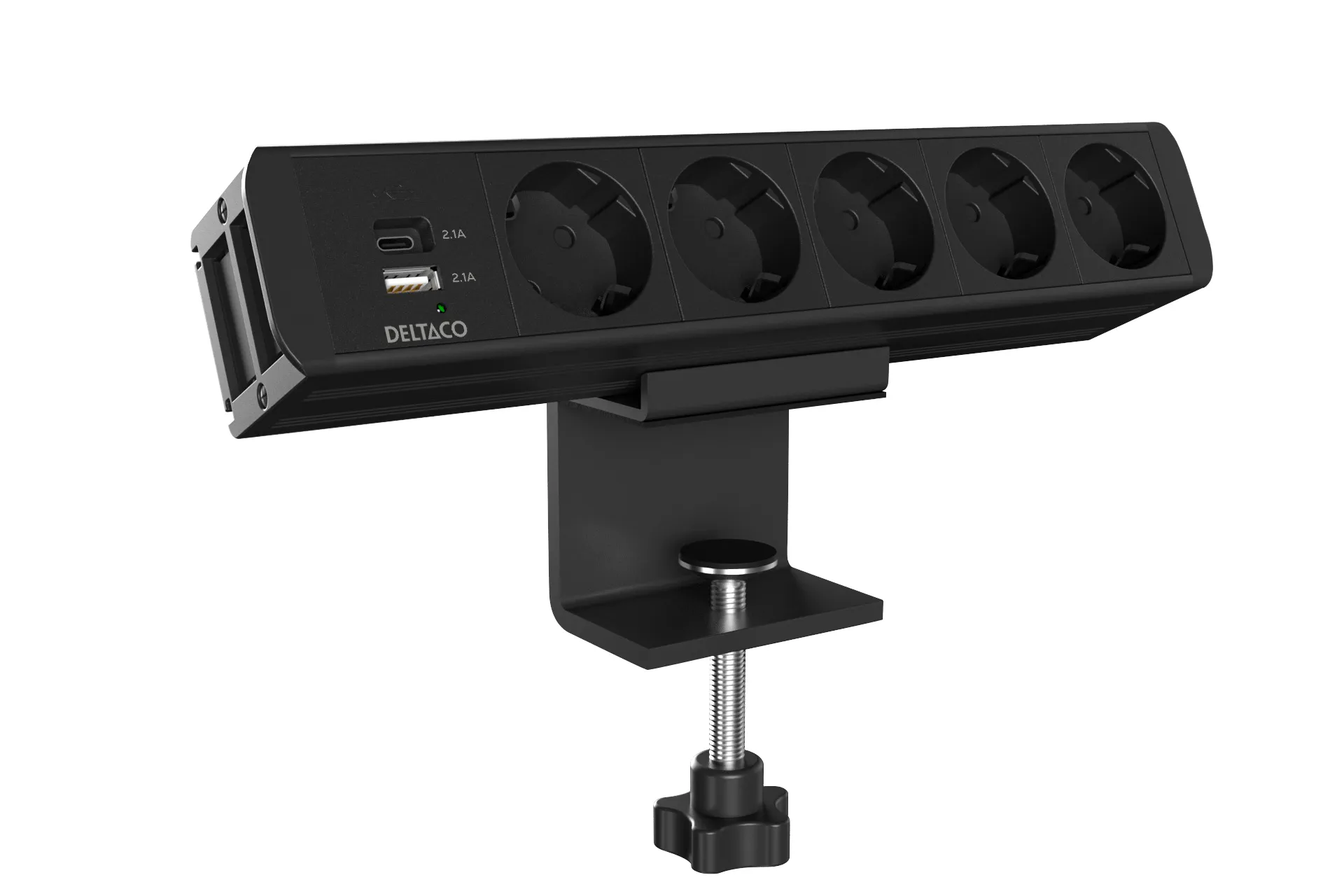 Deltaco On-desk Outlet, 5 outlets, 1x21W A+C USB, GST18 cable