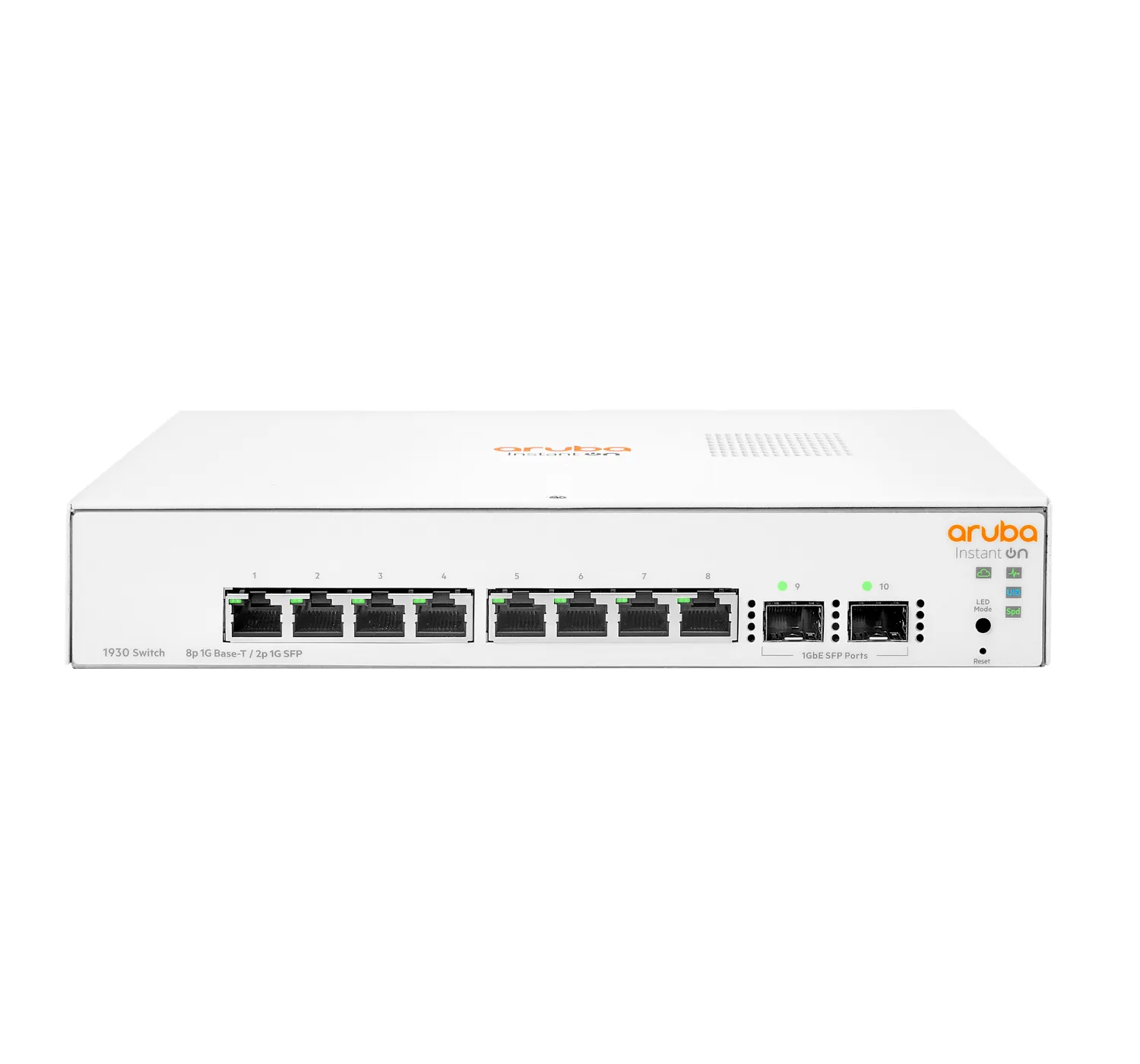 Aruba Instant On 1930 8G 2SFP Switch 8x 10/100/1000T ports and 2 SFP 1GbE ports. Plug-and-play switches optimized with Instant On APs. Mobile app and webbased G