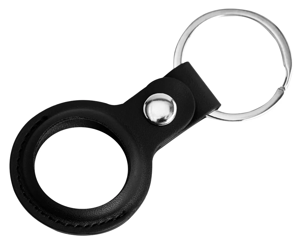 Deltaco Leather, AirTag - keychain, Black