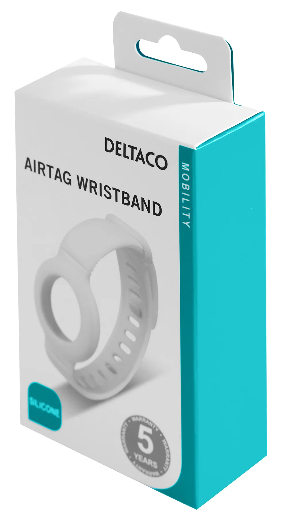 Deltaco Silicone Wristband, AirTag - wristband, White