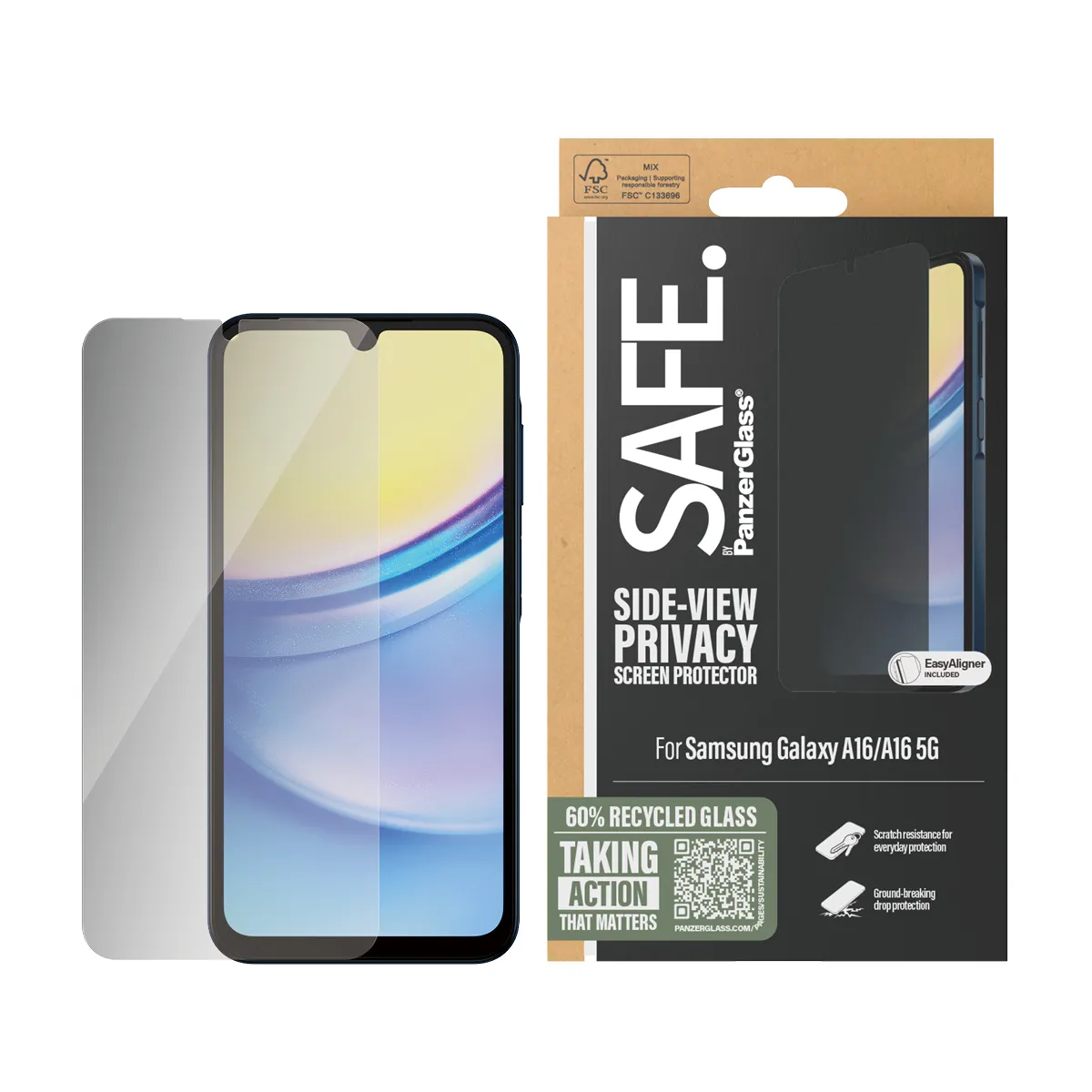 PanzerGlass SAFE Ultra-Wide Fit Galaxy A16 / A16 5G - skärmskydd, Privacy