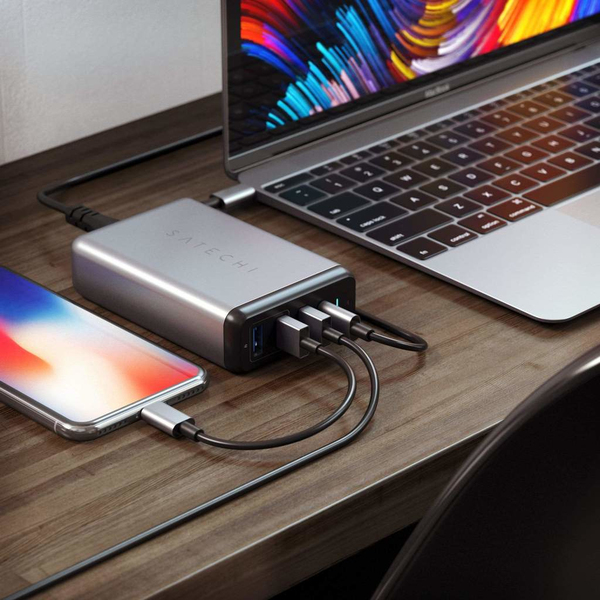 Satechi 75W Dual USB-C Travel Charger, Space Grey