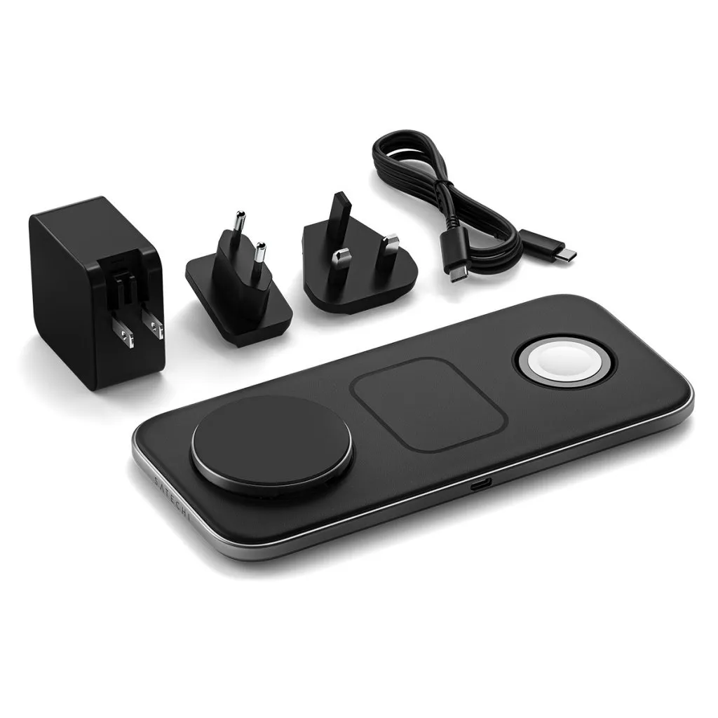 Satechi Qi2 Trio Wireless Charging Pad - 45W matkalaturin kanssa
