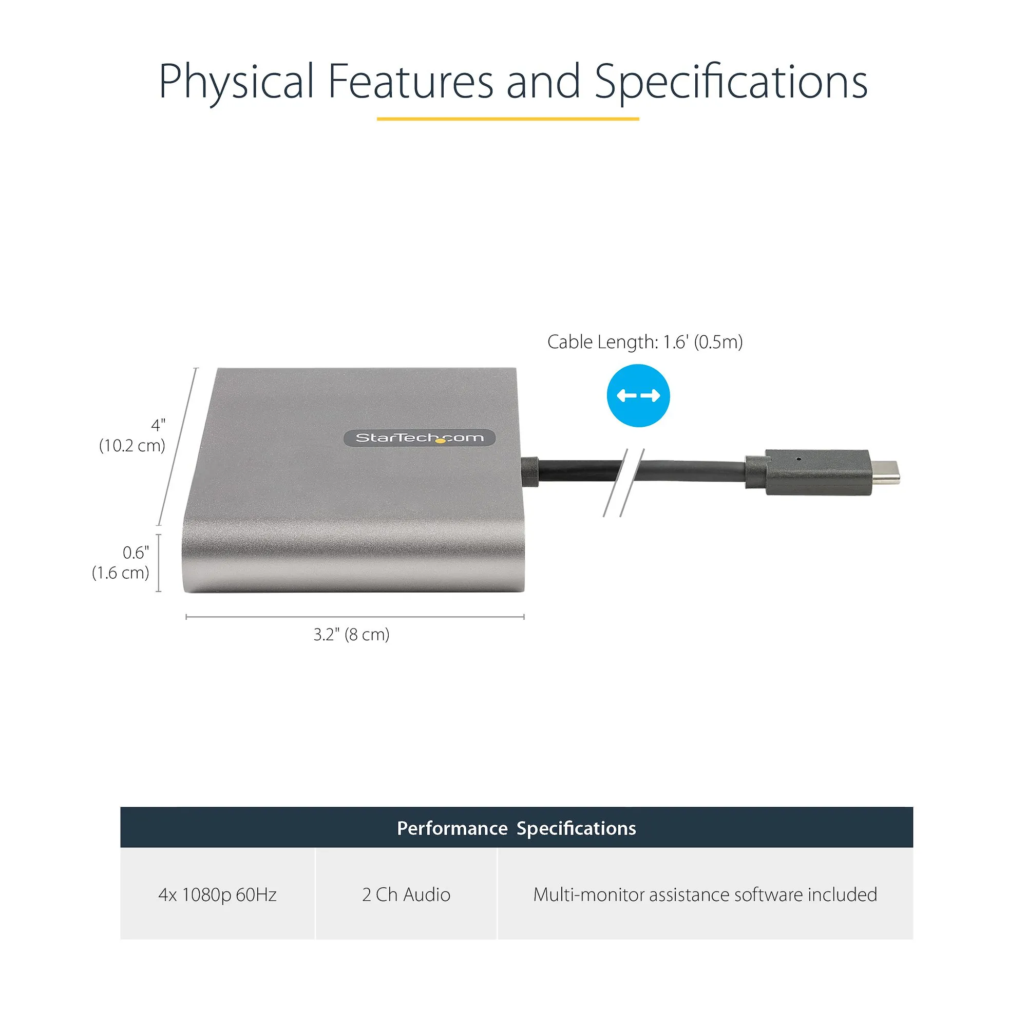 USB C TO 4 HDMI ADAPTER - - EXTERNAL VIDEO/GRAPHICS CARD 108