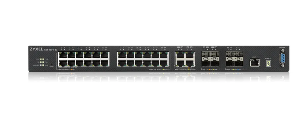 ZYXEL XGS4600-32 L3 Managed Switch, 28 port Gig and 4x 10G SFP+, stackable, dual PSU