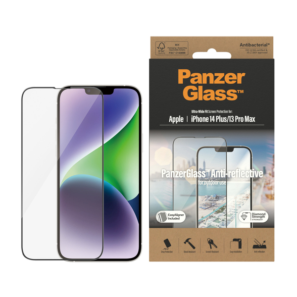 PanzerGlass Ultra-Wide Fit, Anti-Reflective, iPhone 14 Plus/13 Pro Max - Screen Glass
