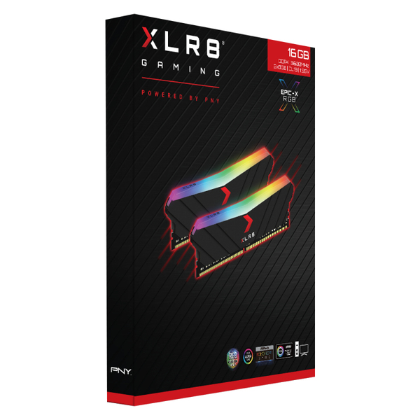 PNY XLR8 Gaming EPIC-X RGB 16GB (2x8GB) DDR4 3600MHz, CL18 - Muisti, Musta