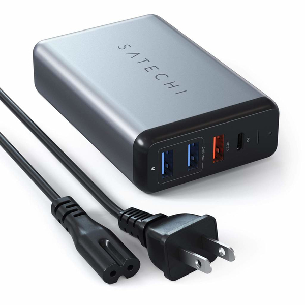 Satechi 75W Dual USB-C Travel Charger -matkalaturi, t&auml;htiharmaa