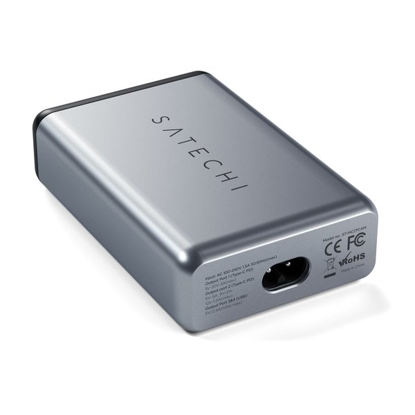 Satechi 75W PD, 2x USB-C, 2x USB-A -virtalähde Satechi 75W PD, 2x USB-C, 2x USB-A -virtalähde