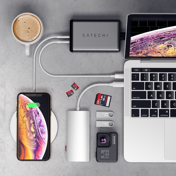 Satechi 75W Dual USB-C Travel Charger -matkalaturi, t&auml;htiharmaa