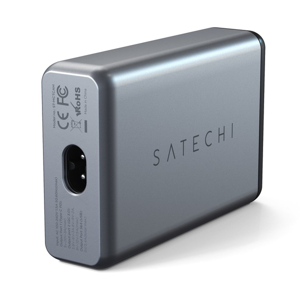 Satechi 75W Dual USB-C Travel Charger -matkalaturi, t&auml;htiharmaa